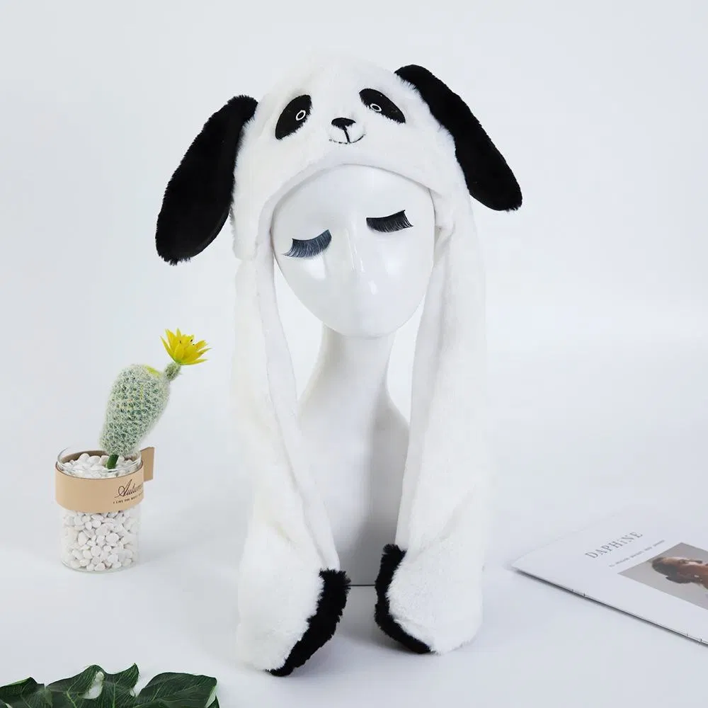 High Quality Winter Hats Dancing Panda Cap Moving Ears Hats Kids Funny Plush Animal Rabbit Bunnyhat