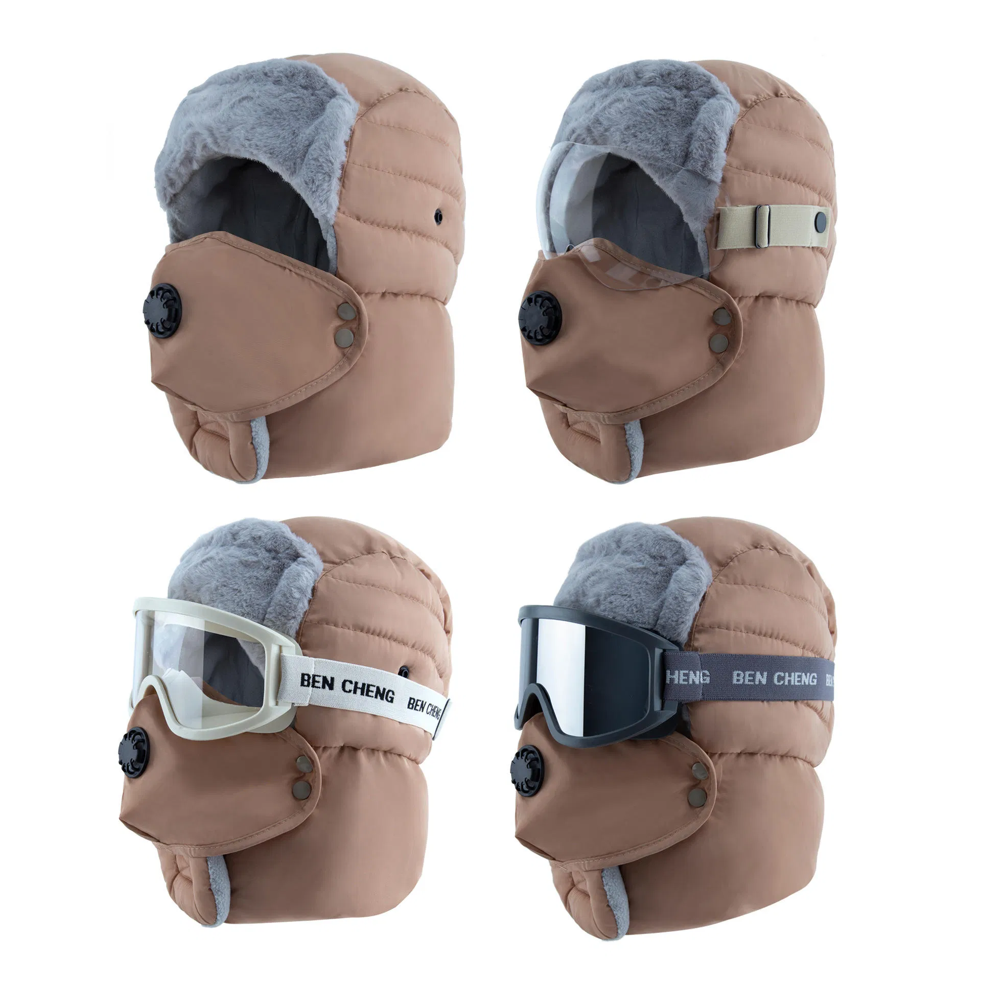 Heated Hat Warm Winter Thermal Fur Fleece Russian Ushanka Hats, Mask Ear Flap Snow Ski Heated Trapper Hat