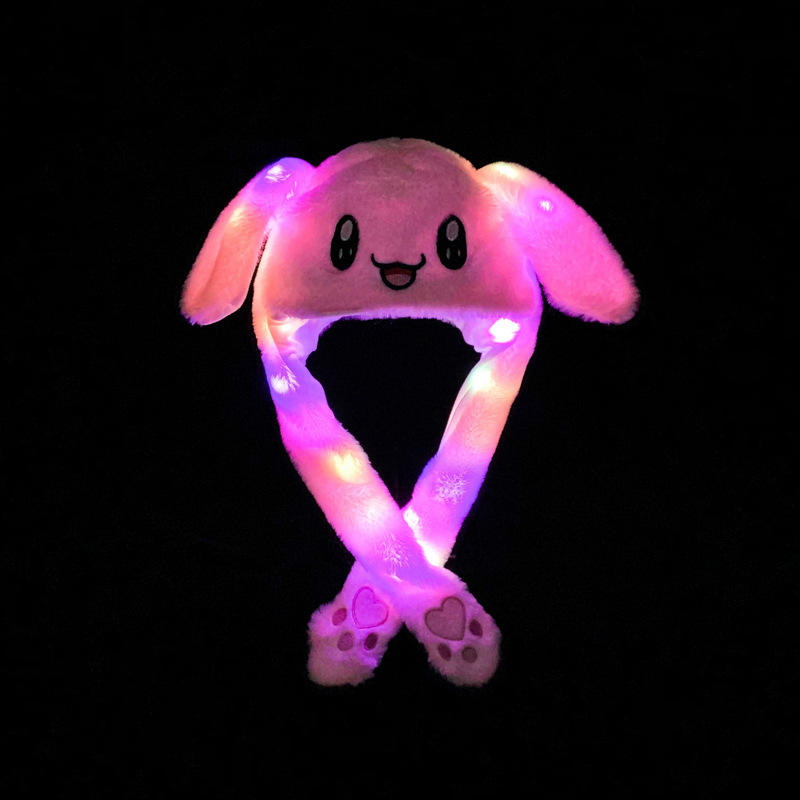 LED Light-up Plush Bunny Hat with Moveable Ears