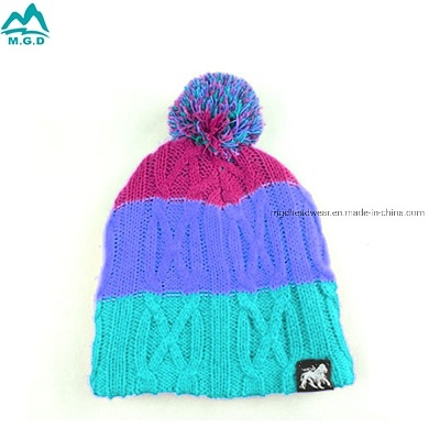 Custom Jacquard Logo Warm Beanie with Acrylic Cashmere Knitting Wool Hemming Caps