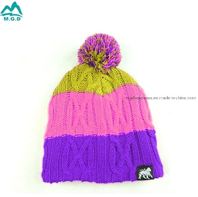 Custom Jacquard Logo Warm Beanie with Acrylic Cashmere Knitting Wool Hemming Caps