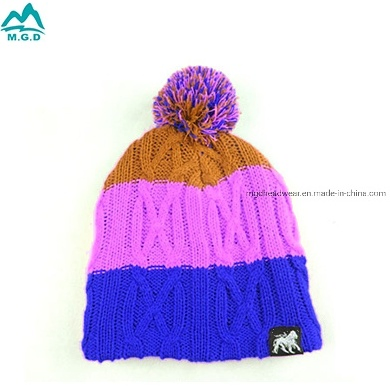 Custom Jacquard Logo Warm Beanie with Acrylic Cashmere Knitting Wool Hemming Caps