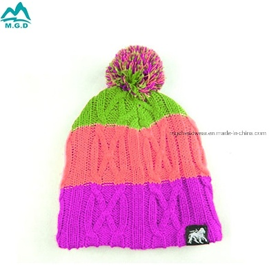 Custom Jacquard Logo Warm Beanie with Acrylic Cashmere Knitting Wool Hemming Caps