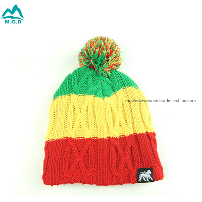 Custom Jacquard Logo Warm Beanie with Acrylic Cashmere Knitting Wool Hemming Caps