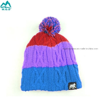 Custom Jacquard Logo Warm Beanie with Acrylic Cashmere Knitting Wool Hemming Caps