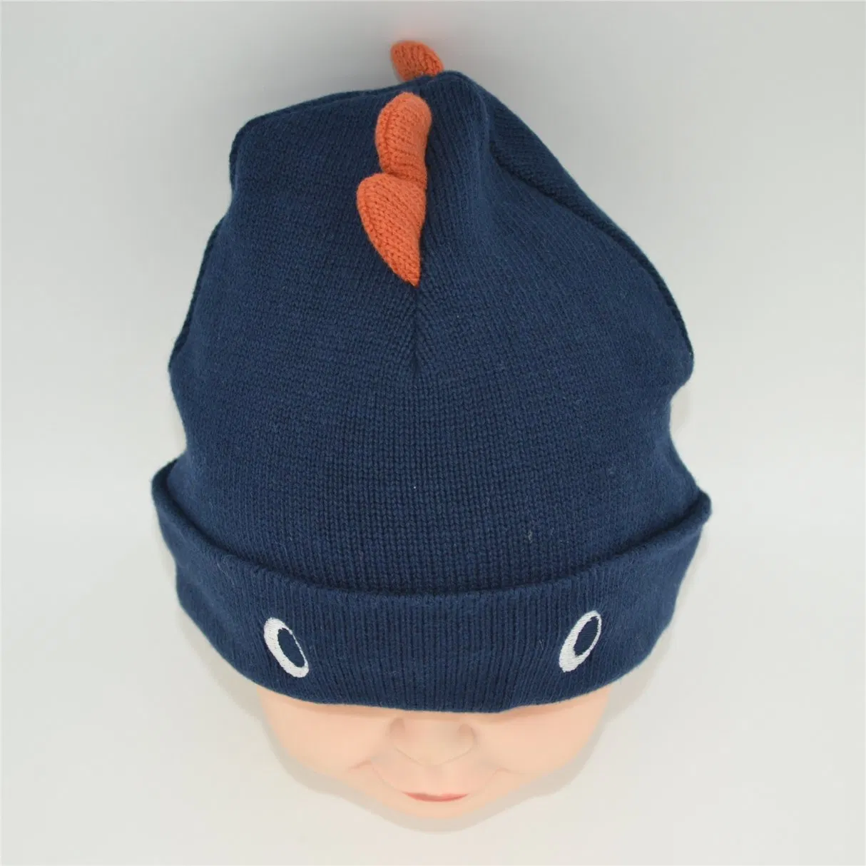 Custom Logo Embroidery Cartoon Kids Knitted Hat with Fleece Lining OEM Winter Beanie for Children with Recycled Yarn POM POM
