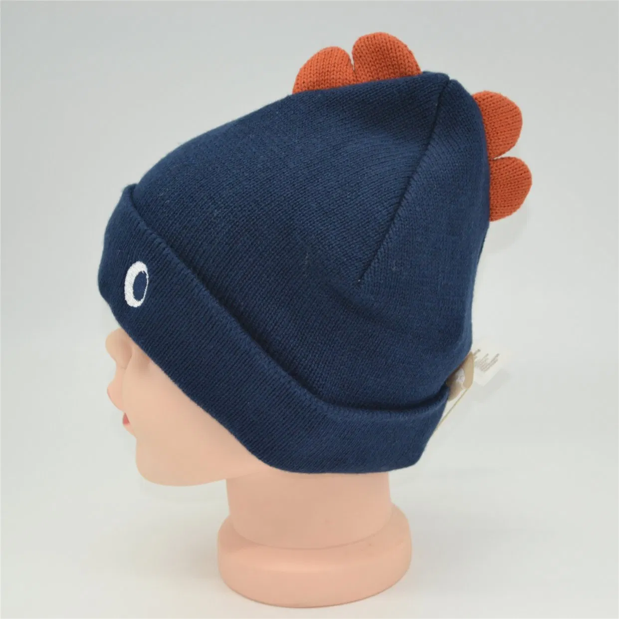 Custom Logo Embroidery Cartoon Kids Knitted Hat with Fleece Lining OEM Winter Beanie for Children with Recycled Yarn POM POM