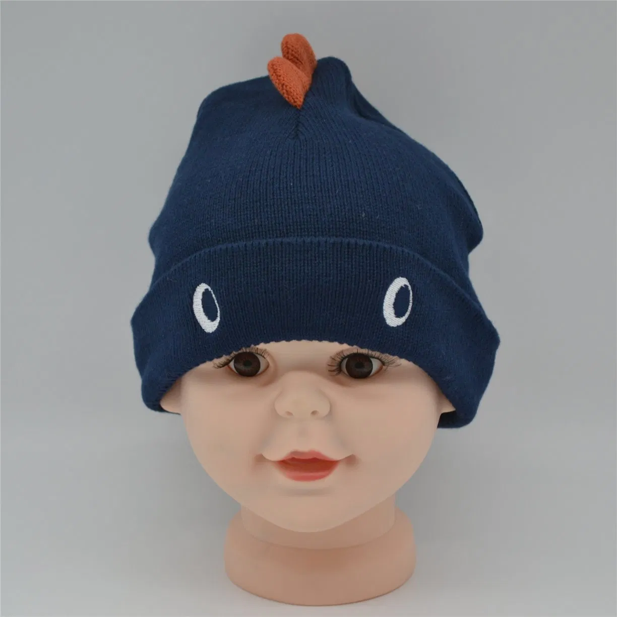 Custom Logo Embroidery Cartoon Kids Knitted Hat with Fleece Lining OEM Winter Beanie for Children with Recycled Yarn POM POM
