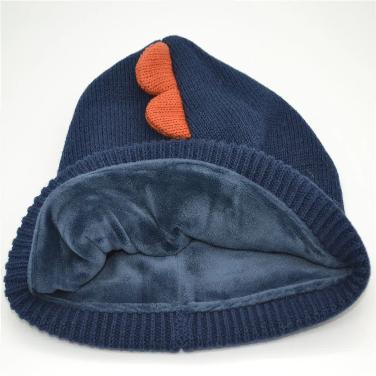 Custom Logo Embroidery Cartoon Kids Knitted Hat with Fleece Lining OEM Winter Beanie for Children with Recycled Yarn POM POM