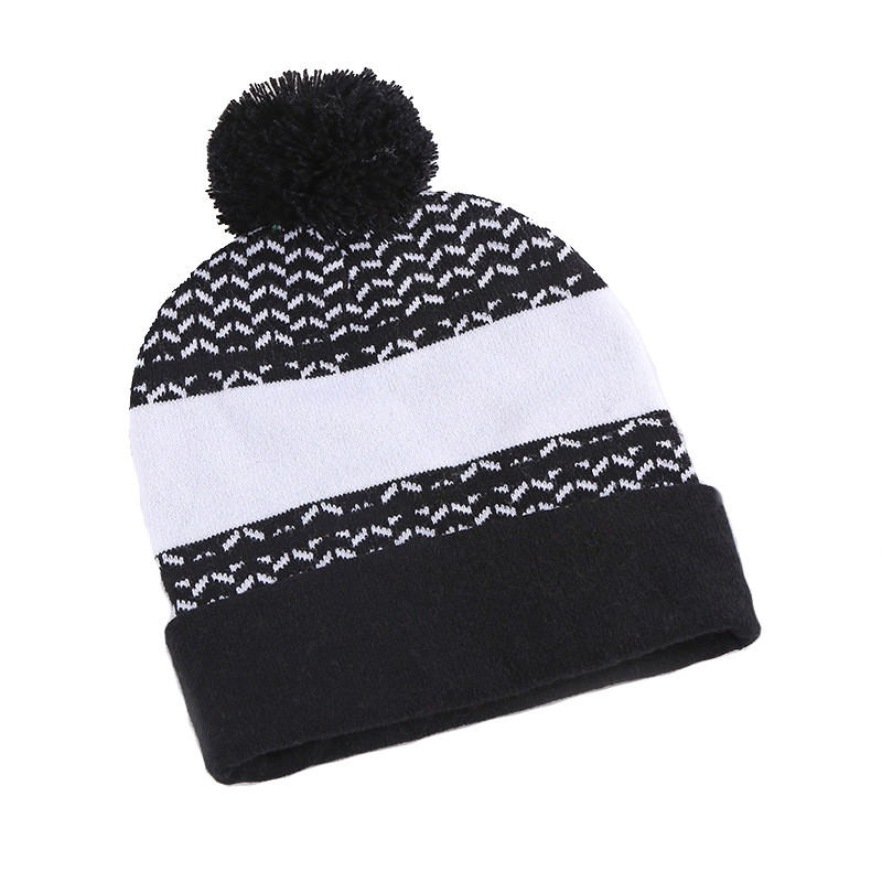 Wholesale Cheap Customized Promotional POM POM Beanie Unisex Winter Jacquard Hat Toque Beanie