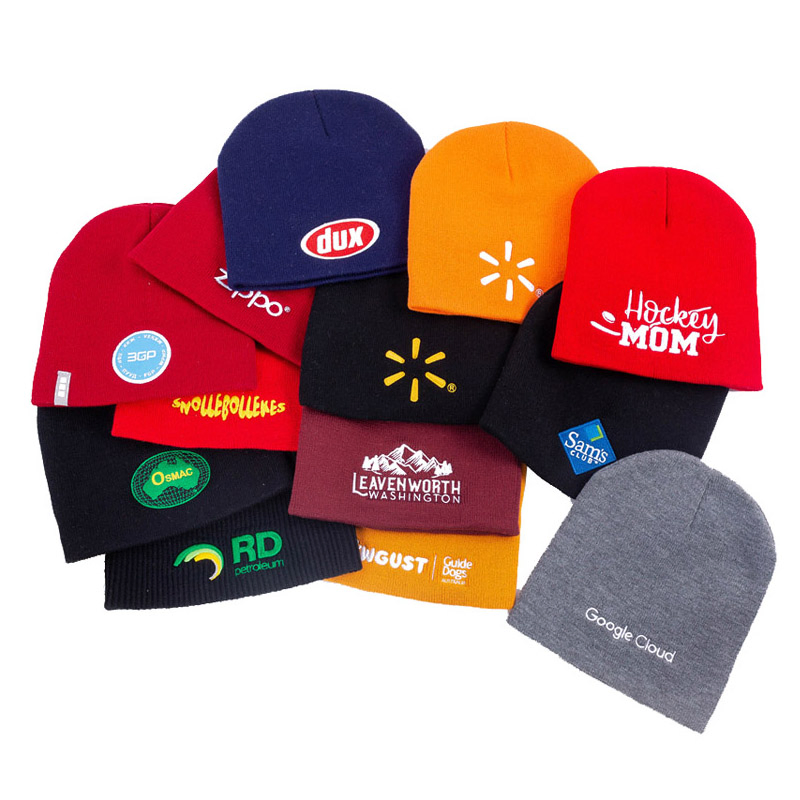 OEM Custom Logo Embroidered Acrylic Knit Winter Short Beanie Caps for Adult