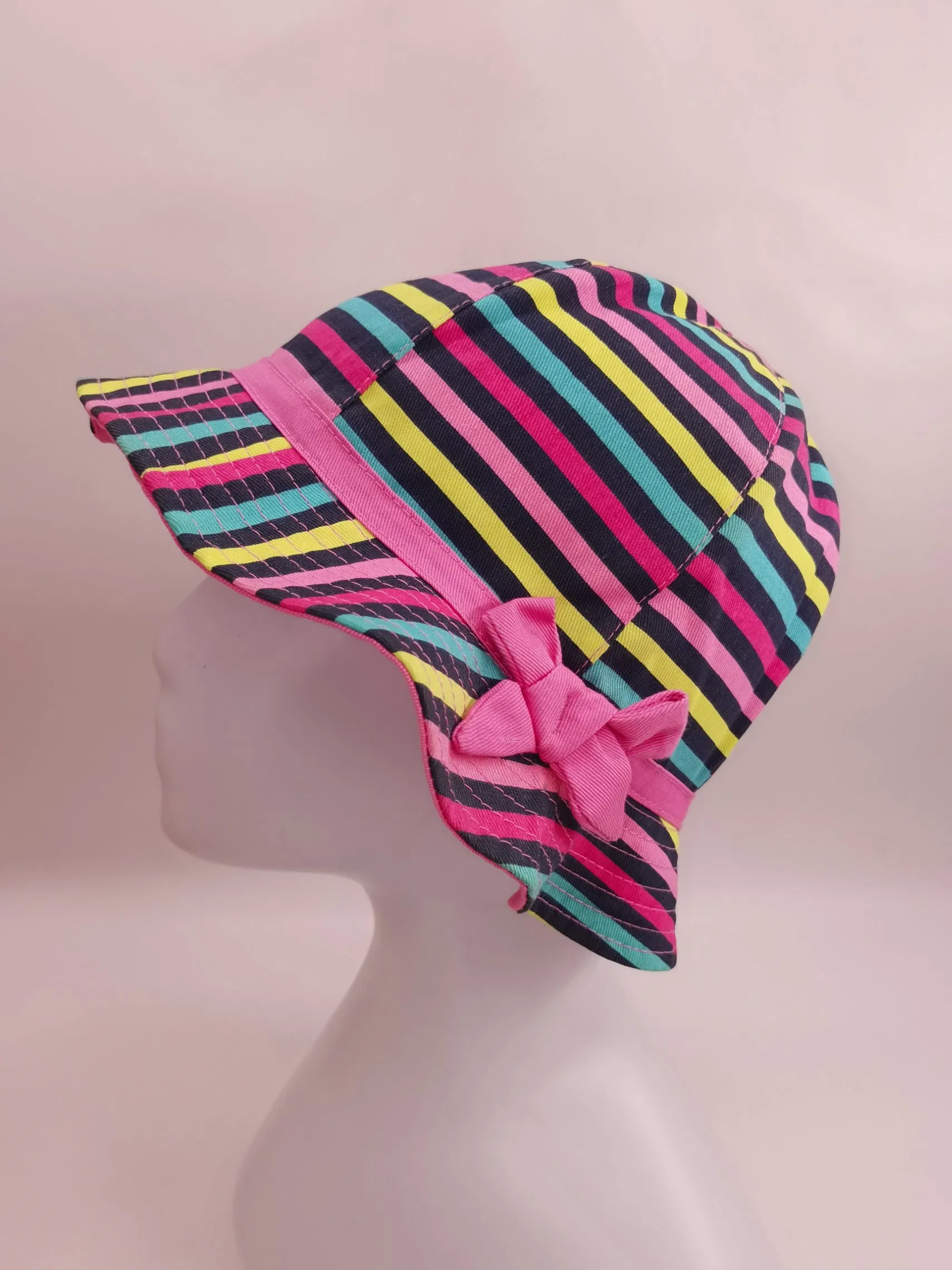 Stripe Cotton Bucket Fishing Sun Cap