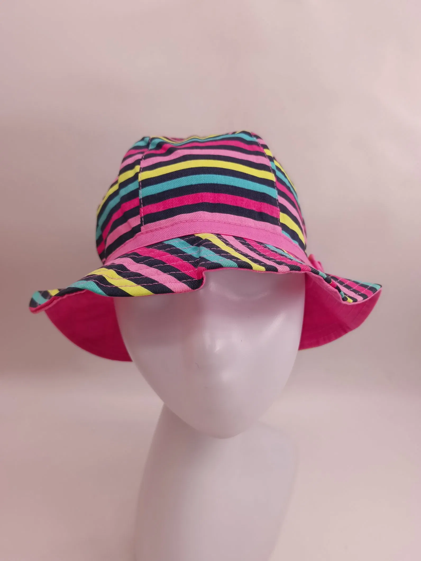 Stripe Cotton Bucket Fishing Sun Cap