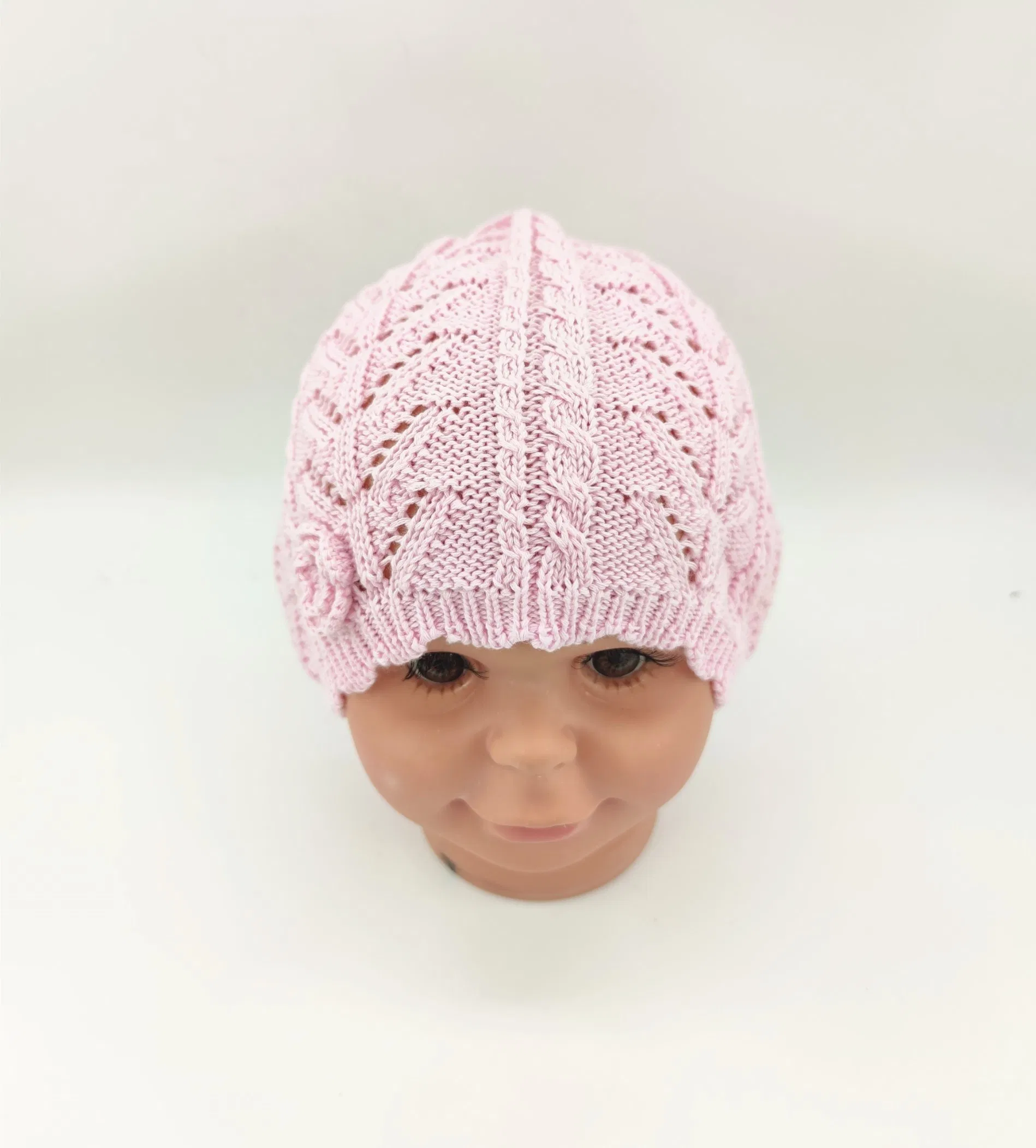 Handmade Crochet Jacquard Knitted Hat with Flower
