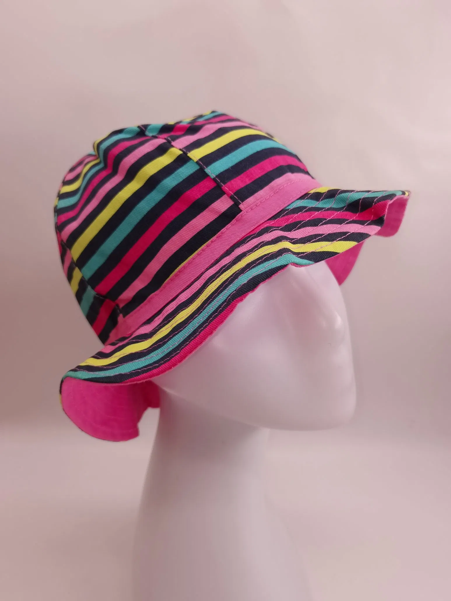 Stripe Cotton Bucket Fishing Sun Cap