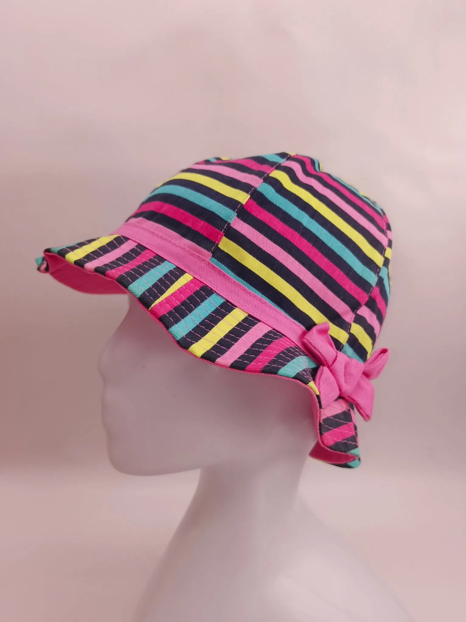Stripe Cotton Bucket Fishing Sun Cap