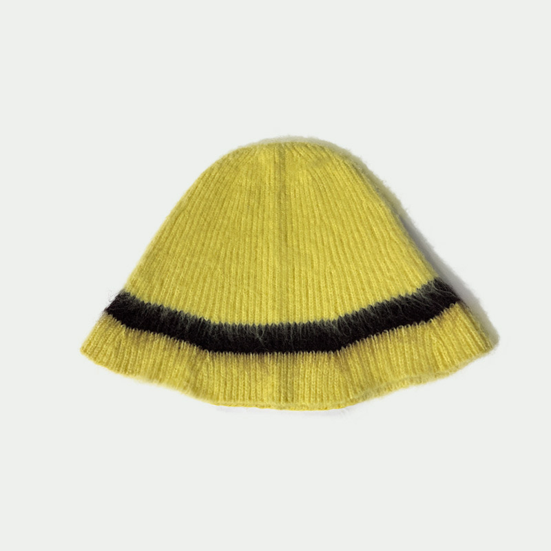 Striped Mixed Color Drawn Hair Knitted Hat Women's Fall/Winter Cold Hat Fisherman Hat