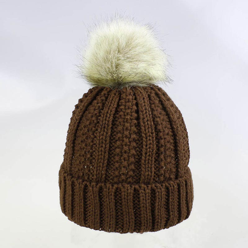 Thick Knit Knitted Bobbles Hat Custom Embroidery Beanie Hat with Your Own Logo