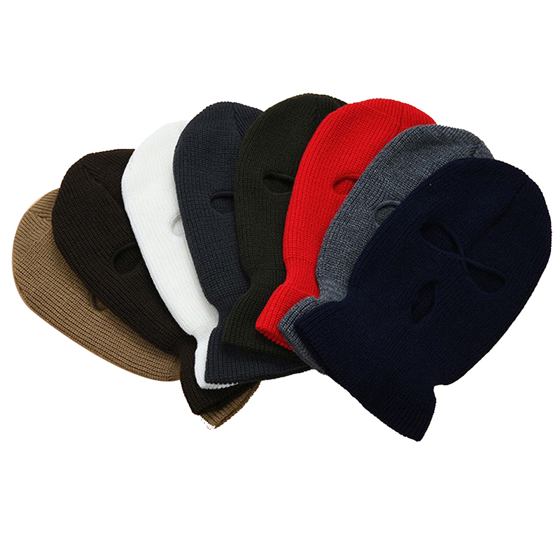 Wholesale Plain Ski Mask Knitted Mask Winter Warmly Comfortable Balaclava 3 Hole Ski Mask
