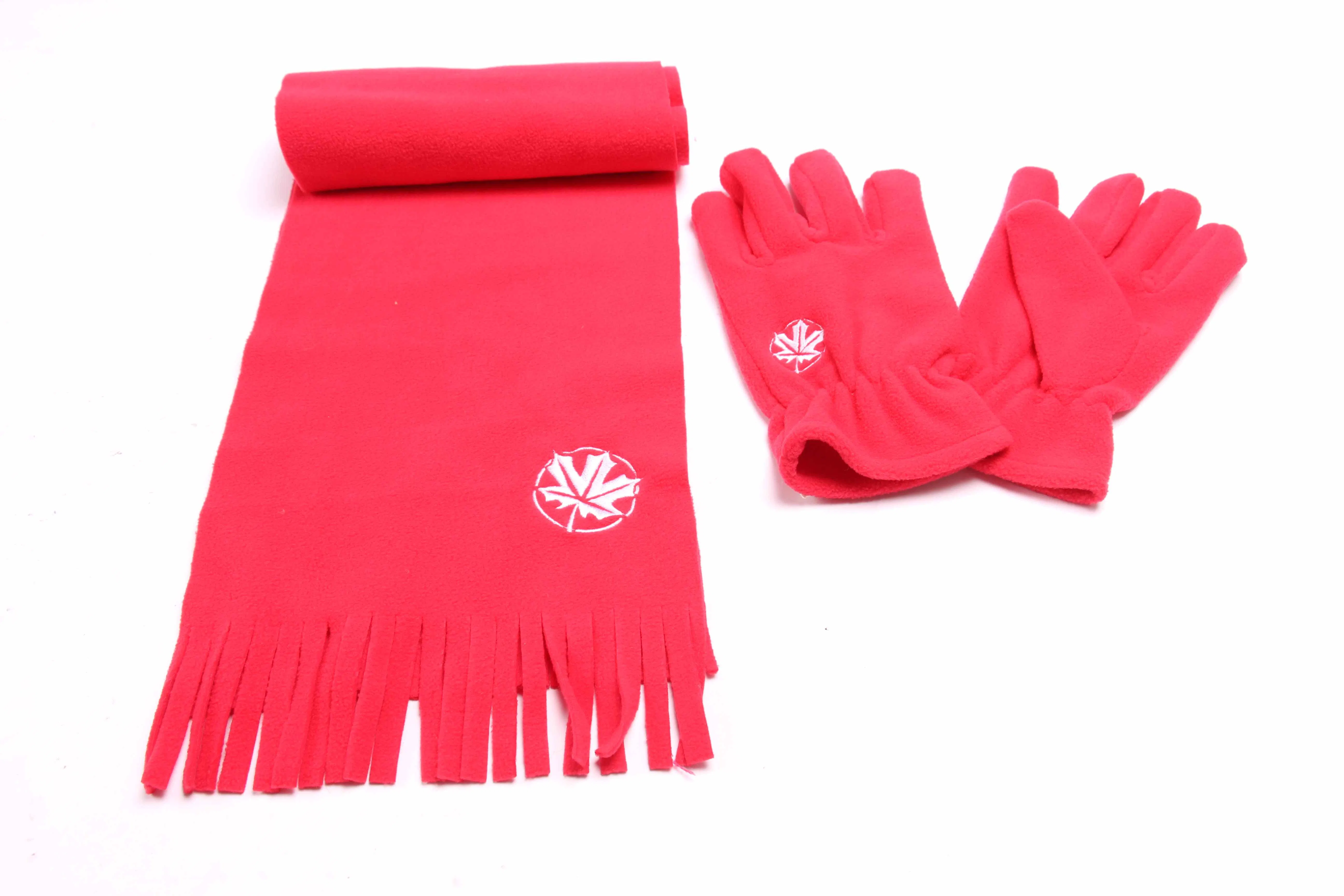 Super Warm Cheaper Embroidery Logo Children Polar Fleece Scarf Glove Hat Set
