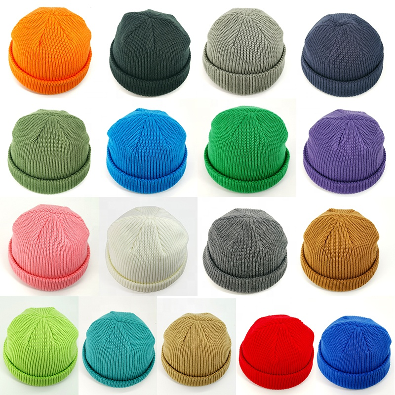 High Quality Wholesale Men/Women 100% Acrylic Custom Embroidery Logo Knitted Hat Fold Winter Warm Hat Beanie for Kids/Children