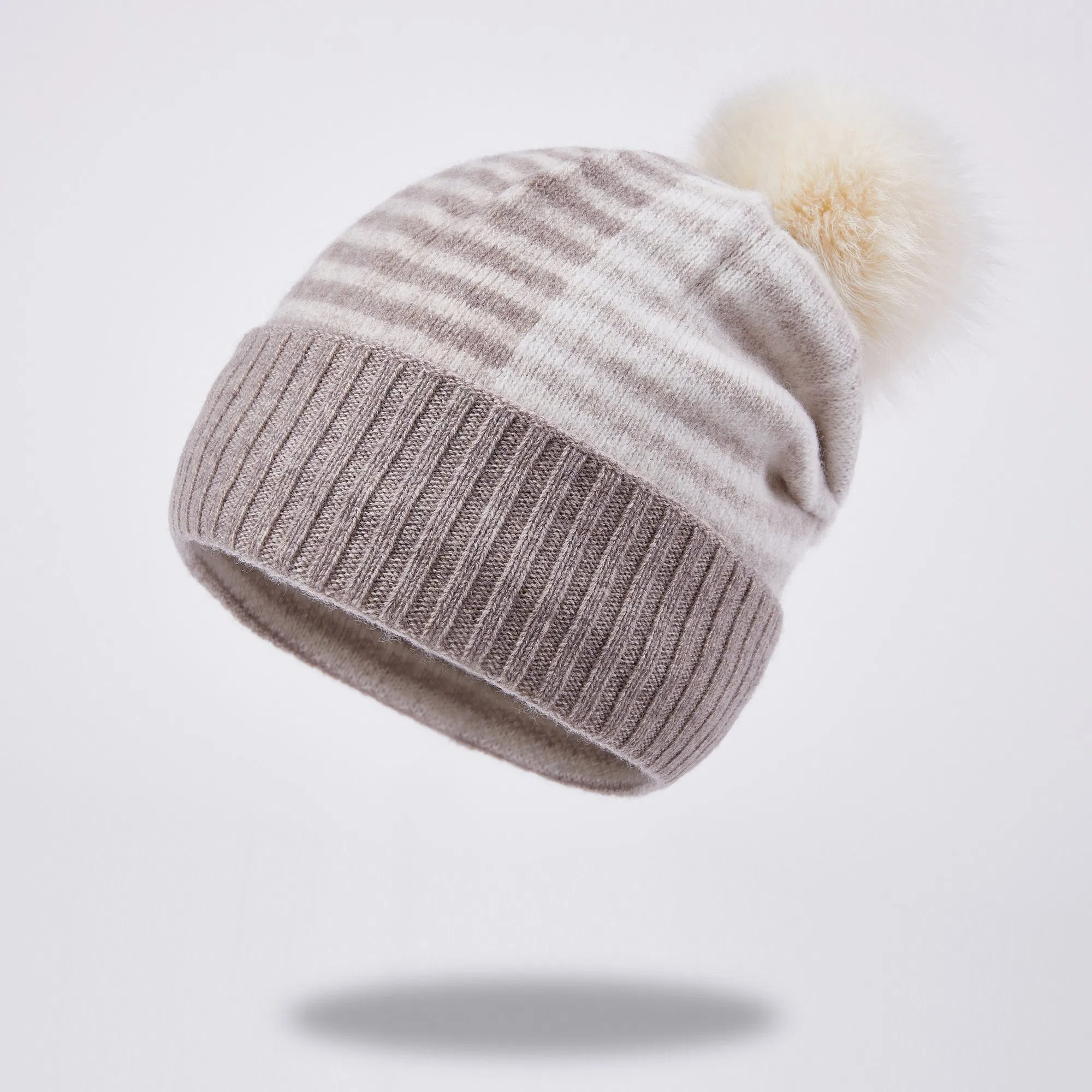 Wholesale Popular Stylish Striped Knit Bobble Hat