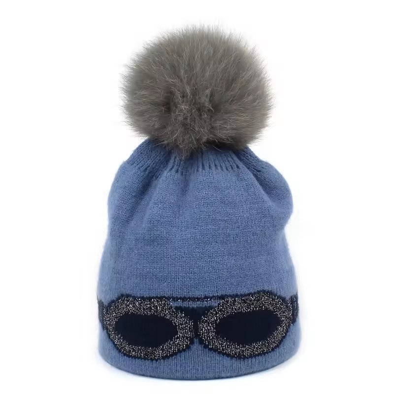 Unisex Knit with Evil Eye Jacquard Decorations Winter Mens Ladies Beanie Hat