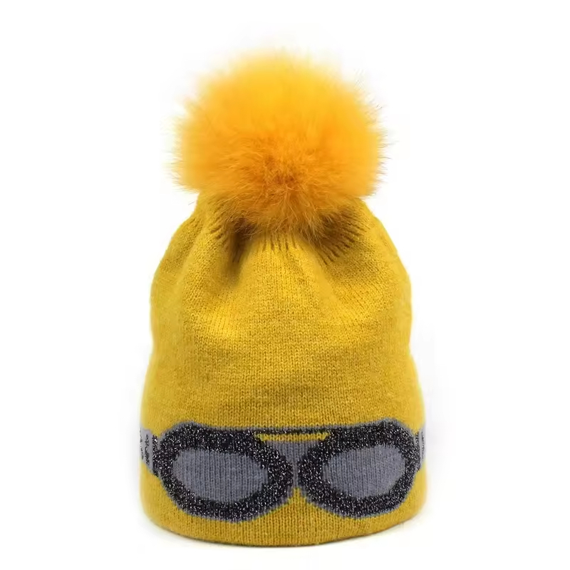 Unisex Knit with Evil Eye Jacquard Decorations Winter Mens Ladies Beanie Hat