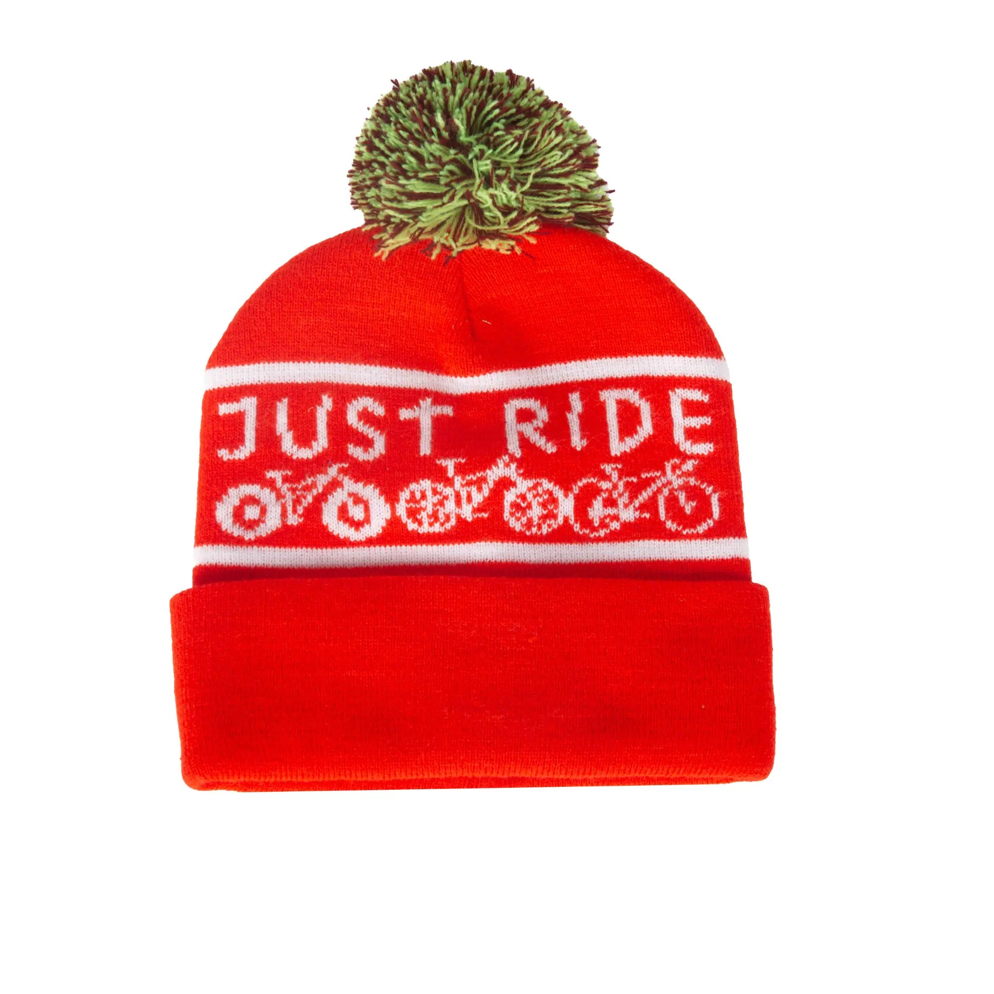 OEM Jacquard Logo High Quality Acrylic POM POM Orange Beanie