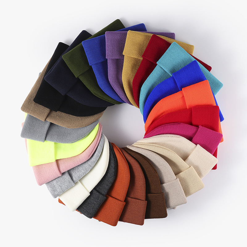 Wholesale Embroidery Custom Designer Luxury Warm Slouchy Jacquard Winter Knitted Hats Beanie