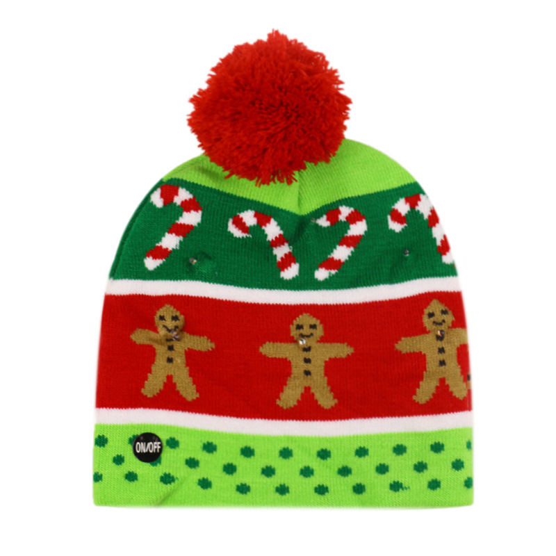 China Factory OEM Custom Cheap Merry Christmas Winter Beanie with LED Lights