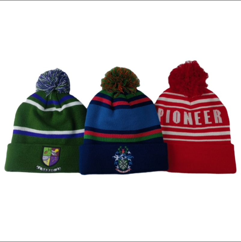 Custom Logo Trendy High Quality Acrylic Warm Winter Hats Caps Plain Dyed Skullies POM POM Knitted Beanie
