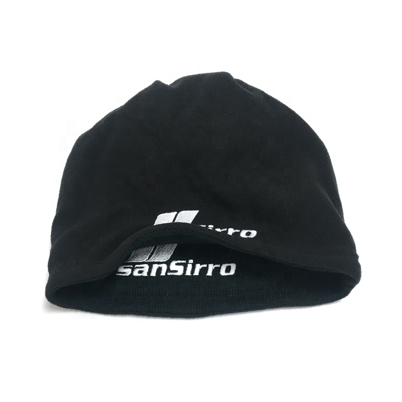 Custom Winter Thick Warm Polar Fleece Knitted Hat with Embroidery Logo