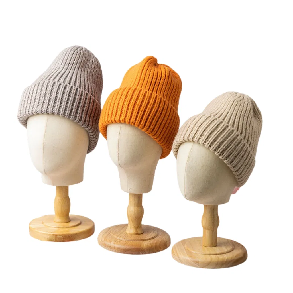 Wholesale Classic Fashion Thick Knitted Bucket Beanie Winter Warm Customized Embroidered Ribbed Pashmina Hat for Outdoor Leisure Travel