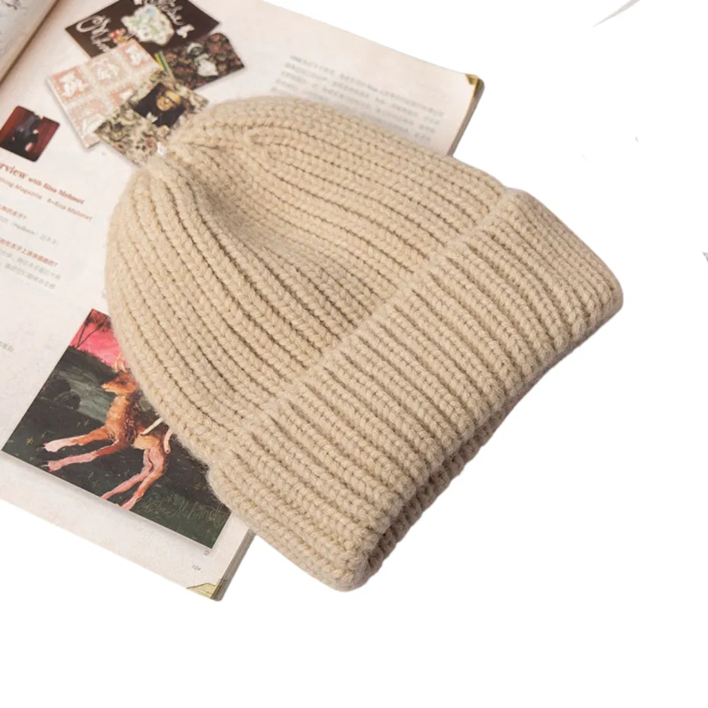 Wholesale Classic Fashion Thick Knitted Bucket Beanie Winter Warm Customized Embroidered Ribbed Pashmina Hat for Outdoor Leisure Travel