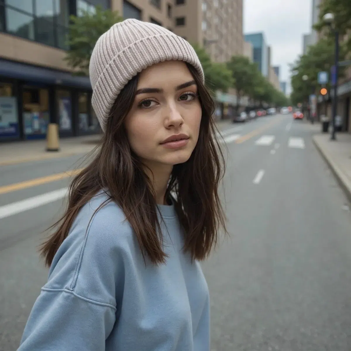 Wool Blended Winter Fashion Knitted Beanie Hat Warm Patterned Cuffed Cap
