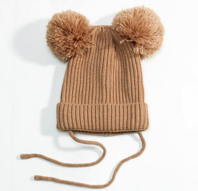 Cozy Winter Baby Beanie with Two Pompoms for Kids