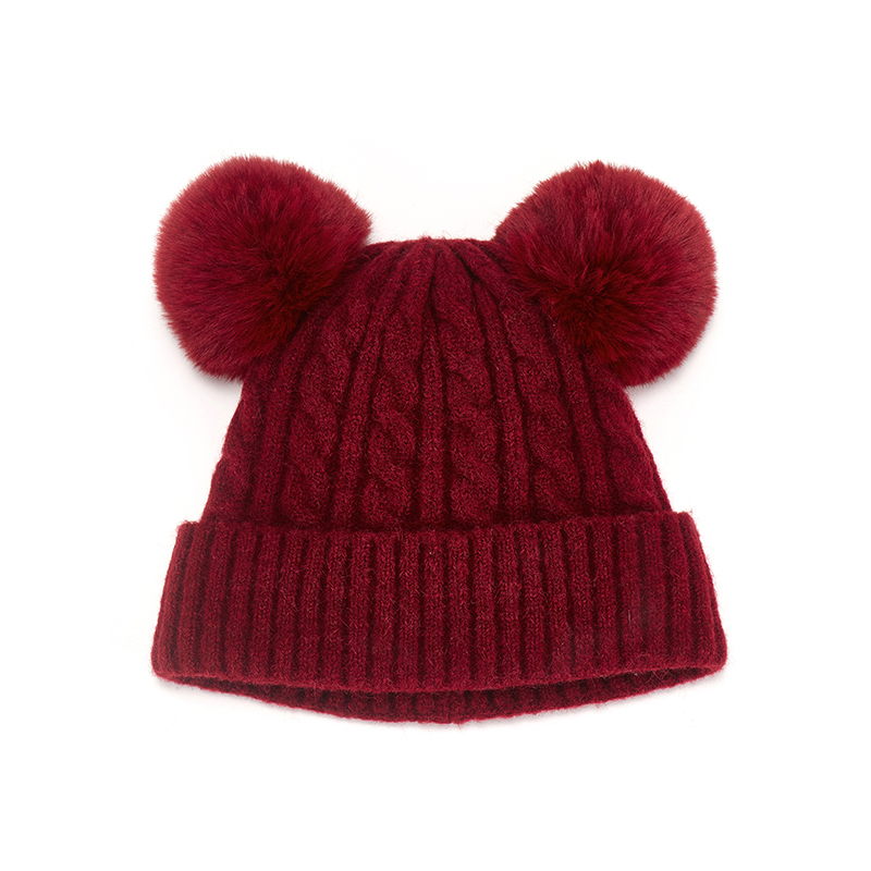 Manufacturer Wholesale Plain Fashion Red Thickened Cotton Yarn Warm Knitted Hat Cute Knitted Beanie Hat for Women Men