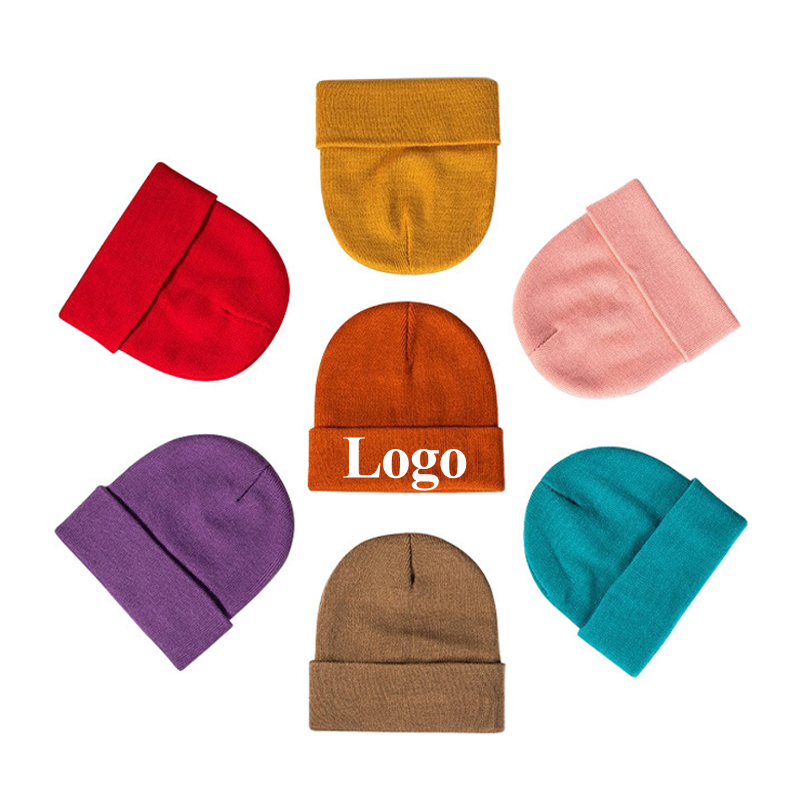 Embroidery Custom Logo Wholesale Luxury Slouchy Winter Knitted Hats Beanie