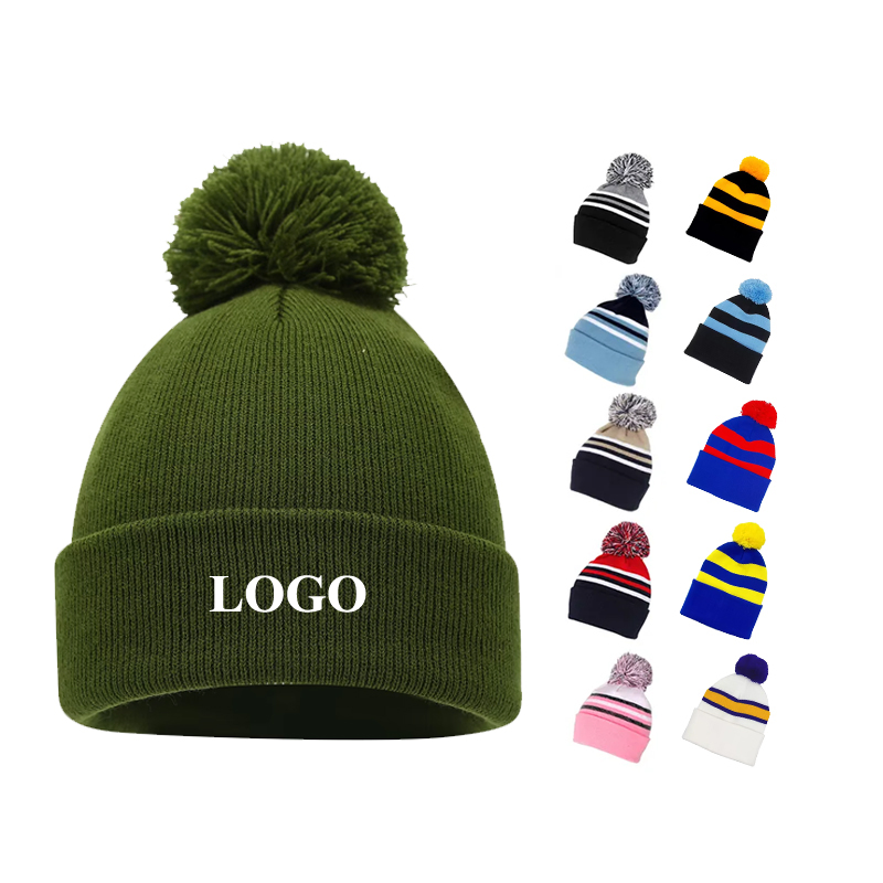 OEM Winter Knitted Hat Custom Jacquard Beanie with Embroidery Logo