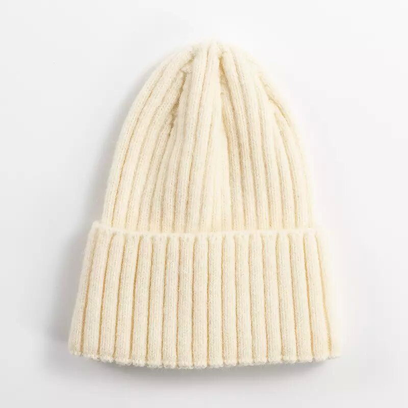 Solid Wool Blend Cozy Soft Warm Custom Knitted Beanie Winter Hats with Embroidery