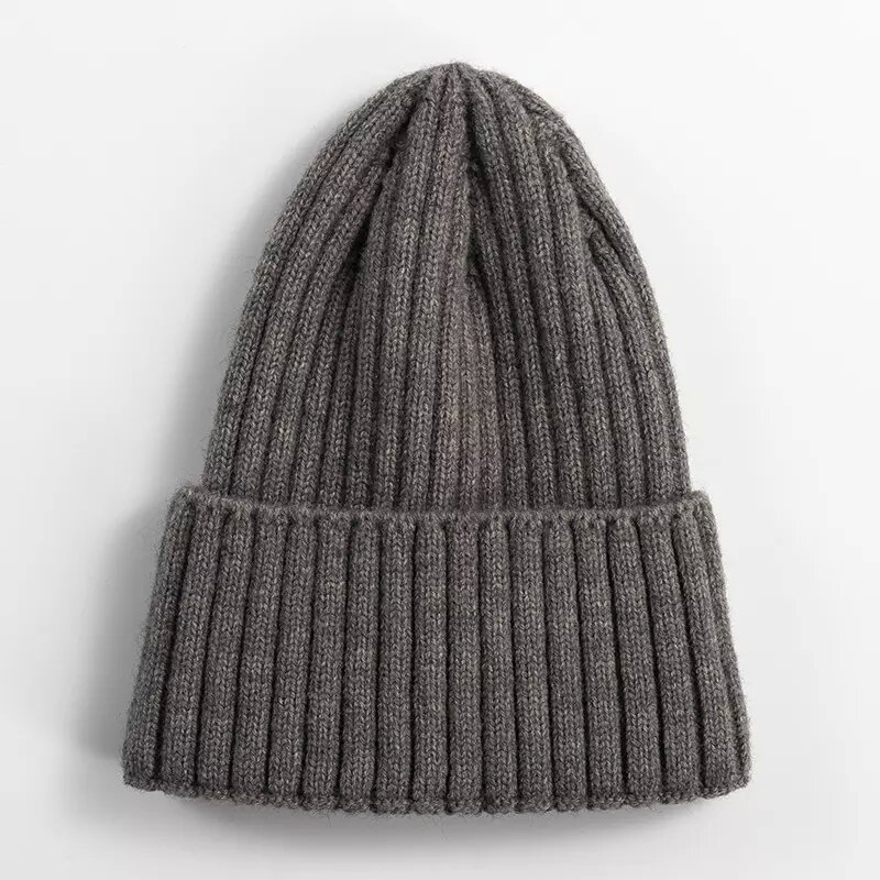 Solid Wool Blend Cozy Soft Warm Custom Knitted Beanie Winter Hats with Embroidery