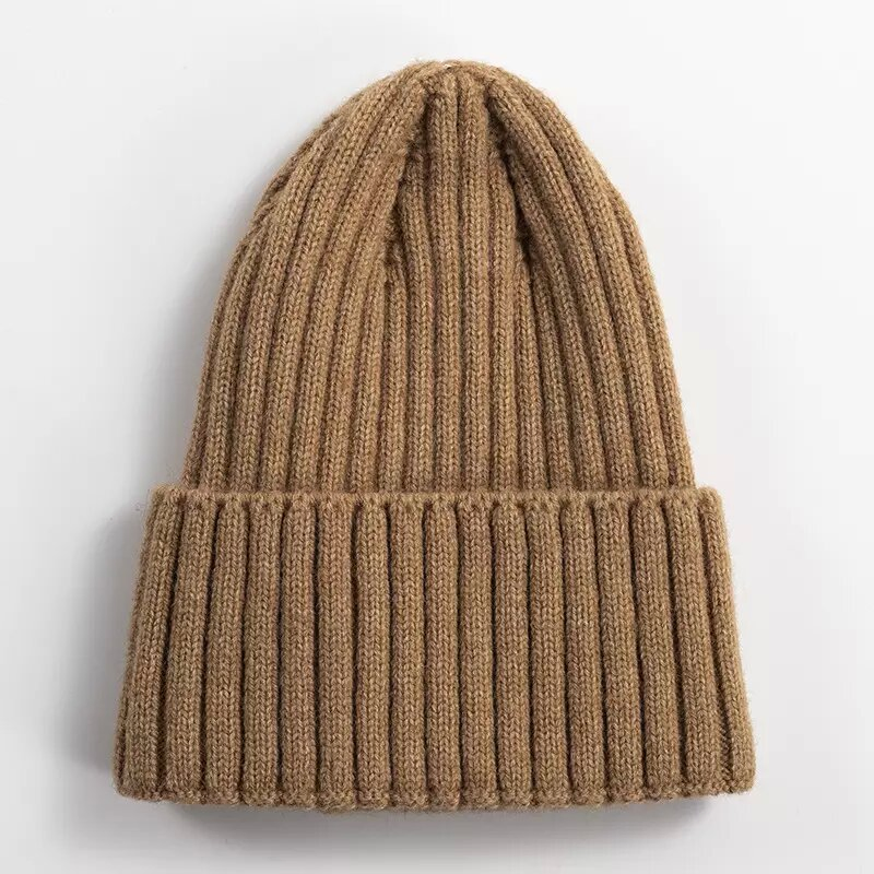 Solid Wool Blend Cozy Soft Warm Custom Knitted Beanie Winter Hats with Embroidery