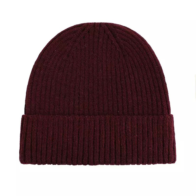 Solid Wool Blend Cozy Soft Warm Custom Knitted Beanie Winter Hats with Embroidery
