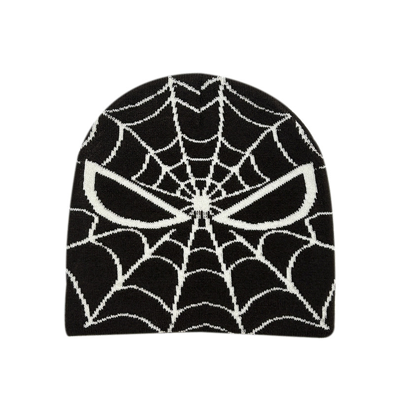 Winter All Over Knitted Beanie Hats Women Men Halloween Trendy Warm Spider Cobweb Jacquard Beanies Hip Hop Hats Caps Wholesale