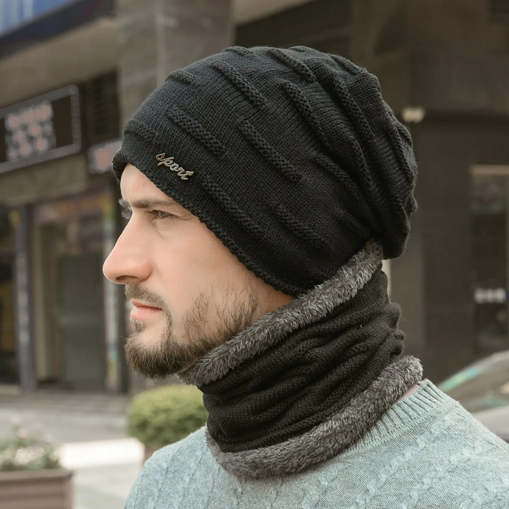 Knitted Scarf Ear Protection Warm Hat Plush Warm Acrylic Winter Outdoor Hat