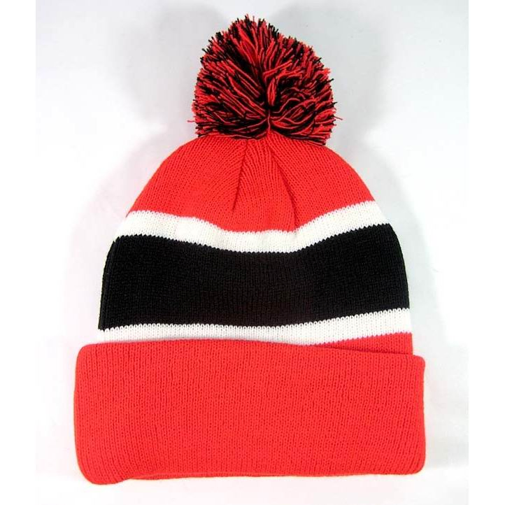 Knit Heathered POM Beanie with Cuff