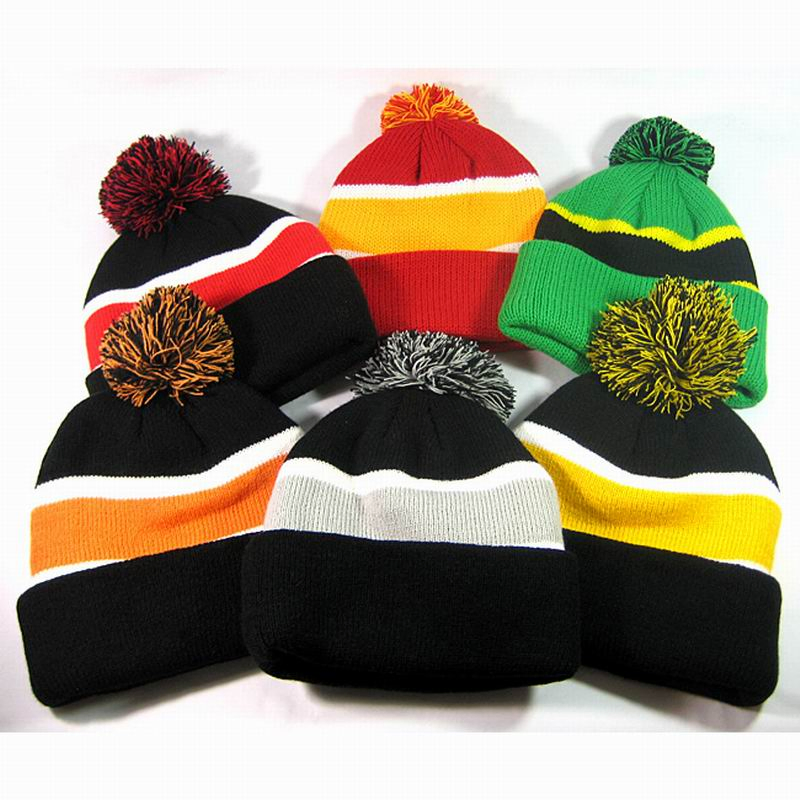 Knit Heathered POM Beanie with Cuff