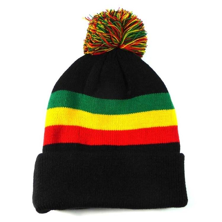 Knit Heathered POM Beanie with Cuff