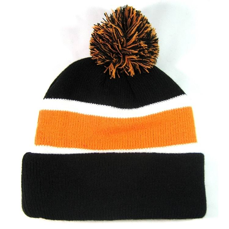Knit Heathered POM Beanie with Cuff